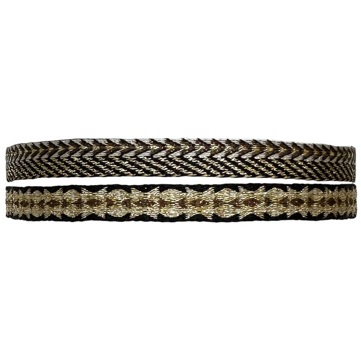 Conjunto de Dos Pulseras Hechas a Mano en Negro, Dorado y Marrón
