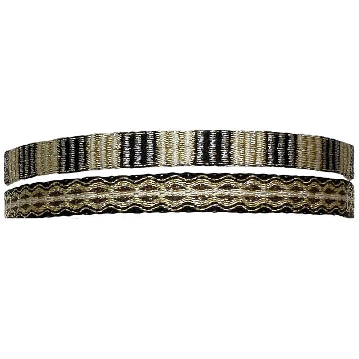 Conjunto de Dos Pulseras Hechas a Mano en Color Beige, Dorado y Negro