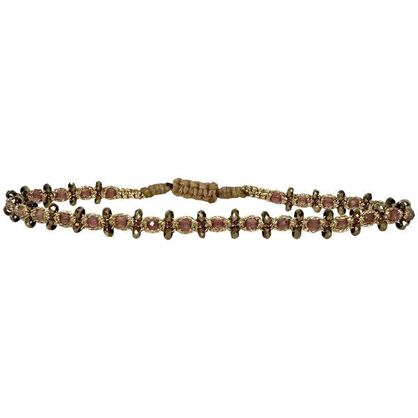 Pulsera Spark Hecha a Mano Con Piedras Semipreciosas De Turmalina Rosa