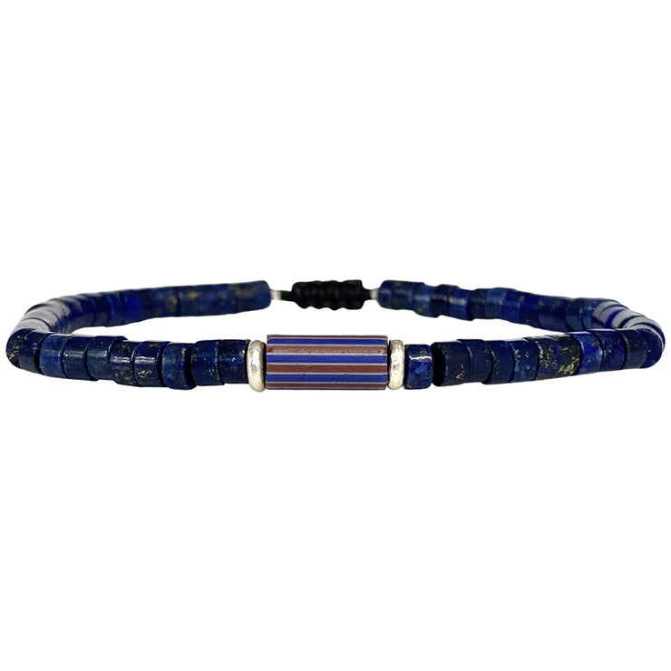 Pulsera Stones Con Piedras de Lapis Lazuli y Plata Para Hombre