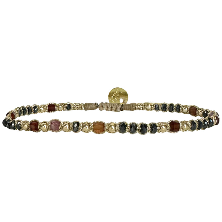 Pulsera Greta Hecha a Mano en Tonos Rosa, Negro y Dorado