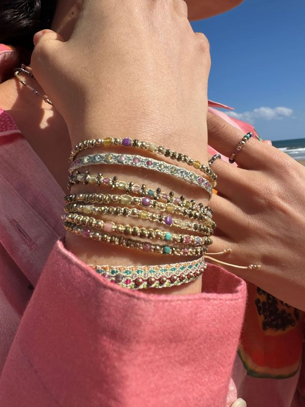 Pulsera Spark Hecha a Mano Con Piedras Semipreciosas De Turmalina Sandía