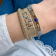 Pulsera Rosario Hecha a Mano con Piedras Preciosas Naturales Mezcladas y Oro