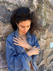 Pulsera Aurum Hecha a Mano Dornada con Triángulos de Hematites