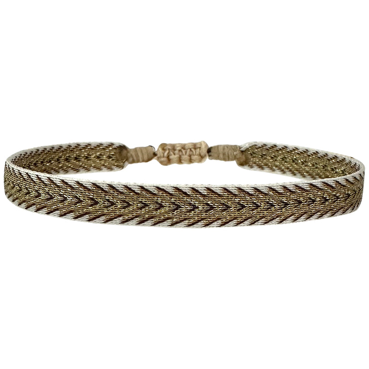 Pulsera Básica Hecha a Mano en Tonos Beige y Dorados