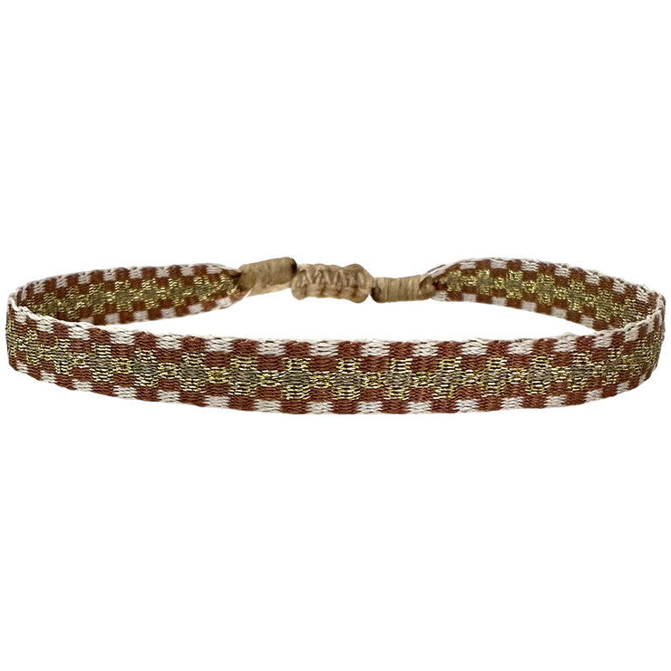Pulsera Básica Hecha a Mano en Marrón Claro, Verde Oliva y Beige