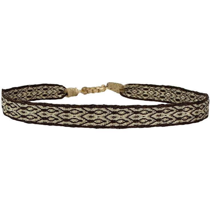 Pulsera Básica Hecha a Mano en Tonos Marrones, Beige y Dorados