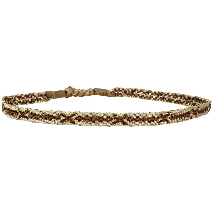 Pulsera Básica Hecha a Mano en Tonos Beige, Marrón y Dorado