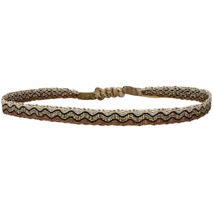Pulsera Básica Hecha a Mano en Dorado, Marrón y Beige
