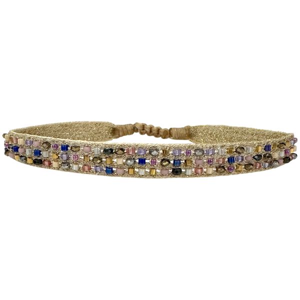 Pulsera Aurum Hecha a Mano en Tonos Azules y Dorados