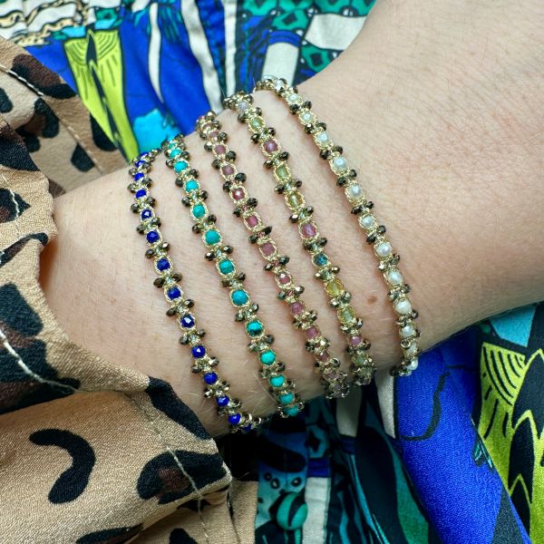 Pulsera Spark Hecha a Mano con Piedras Semipreciosas de Lapislázuli