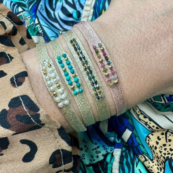 Pulsera Rose  Hecha a Mano Con Piedras de Turmalina Sandía