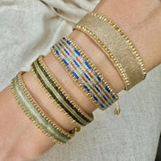 Pulsera Kenia Hecha a Mano en Color Verde Oliva y Dorado