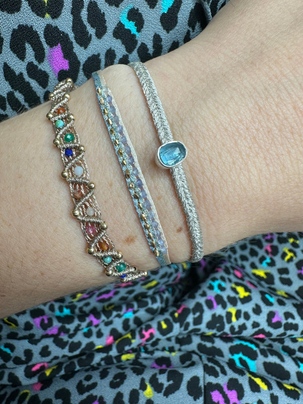 Pulsera de Piedra Hecha a Mano con Aguamarina