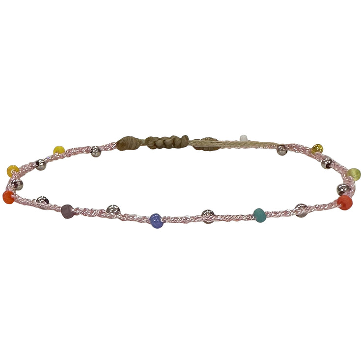 Pulsera Colours En Tonos Rosados Para Niños Co Detalles En Plata