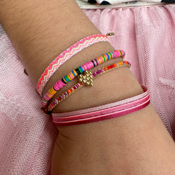 Pulsera Básica Infantil Hecha a Mano en Tonos Rosas