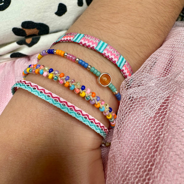 Pulsera Básica Infantil Hecha a Mano en Tonos Rosa y Azul