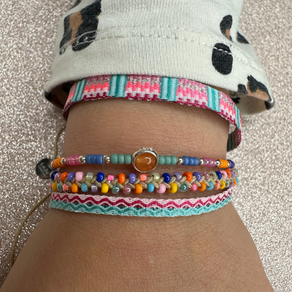 Pulsera Básica Infantil Hecha a Mano en Tonos Rosa y Azul