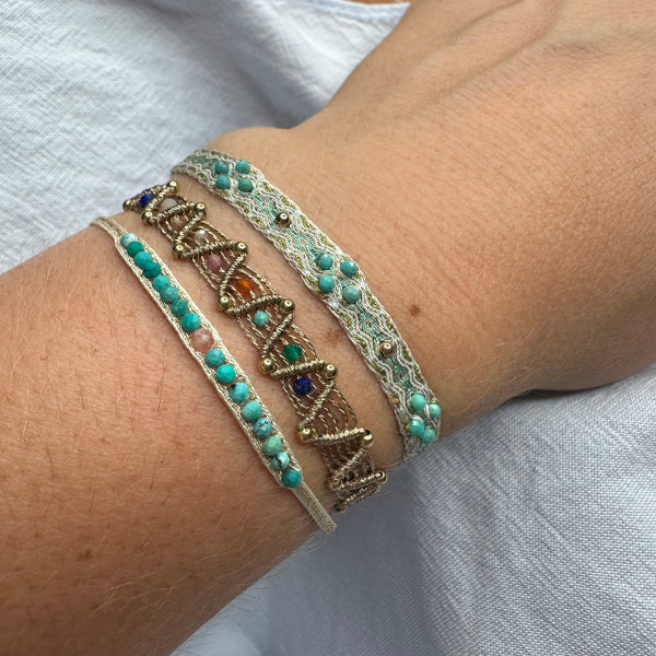Pulsera Rombo Hecha a Mano con Piedras Naturales Turquesas