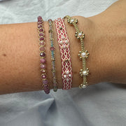 Pulsera Rombo Hecha a Mano con Perlas y Oro
