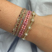 Pulsera Rombo Hecha a Mano en Tonos Rosa y Dorado