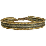 Pulsera Kenia Hecha a Mano en Color Verde Oliva y Dorado