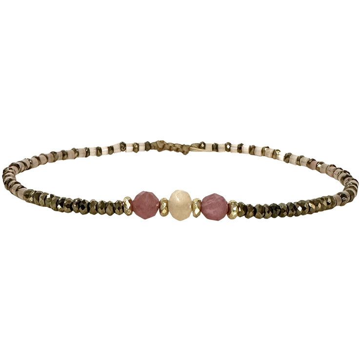 Pulsera de Lujo Hecha a Mano en Tonos Neutros y Rosados