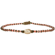 Pulsera de Lujo Hecha a Mano en Tonos Rosa Neón Con Una Perla De Agua Dulce