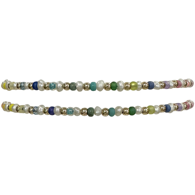 Conjunto de Pulseras Mamá y Yo con Perlas de Agua Dulce y Cuentas de Colores