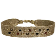 Pulsera Tejida a Mano  París con Piedras Preciosas y Detalles Dorados en Tonos Dorados