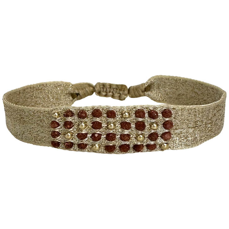 Pulsera Rosario Hecha a Mano con Areniscas Doradas