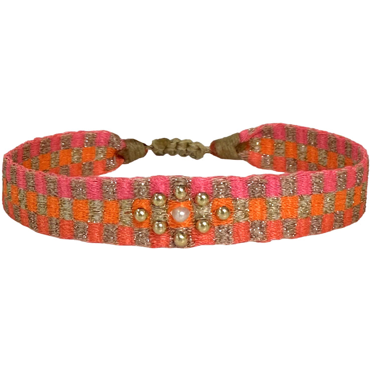Dulce Pulsera Hecha a Mano en Tonos Neón y Dorado