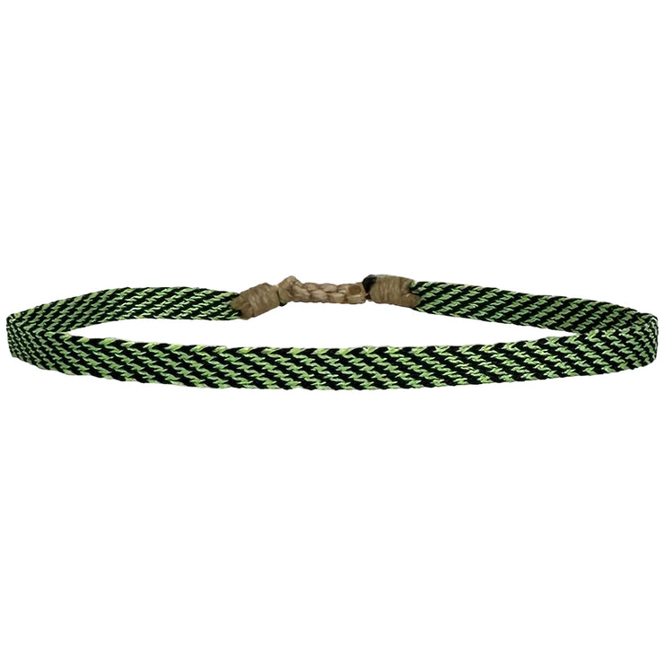 Pulsera Básica Para Niños Hecha a Mano en Negro y Verde Neón
