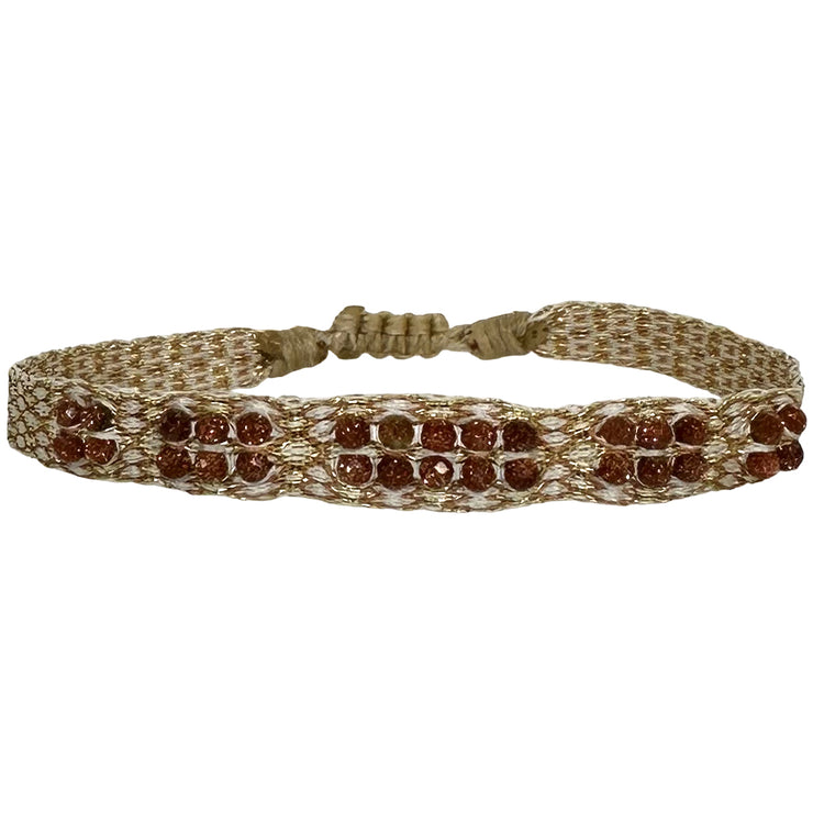 Pulsera Hecha a Mano Abril en Tonos Dorados y Piedra Arenisca
