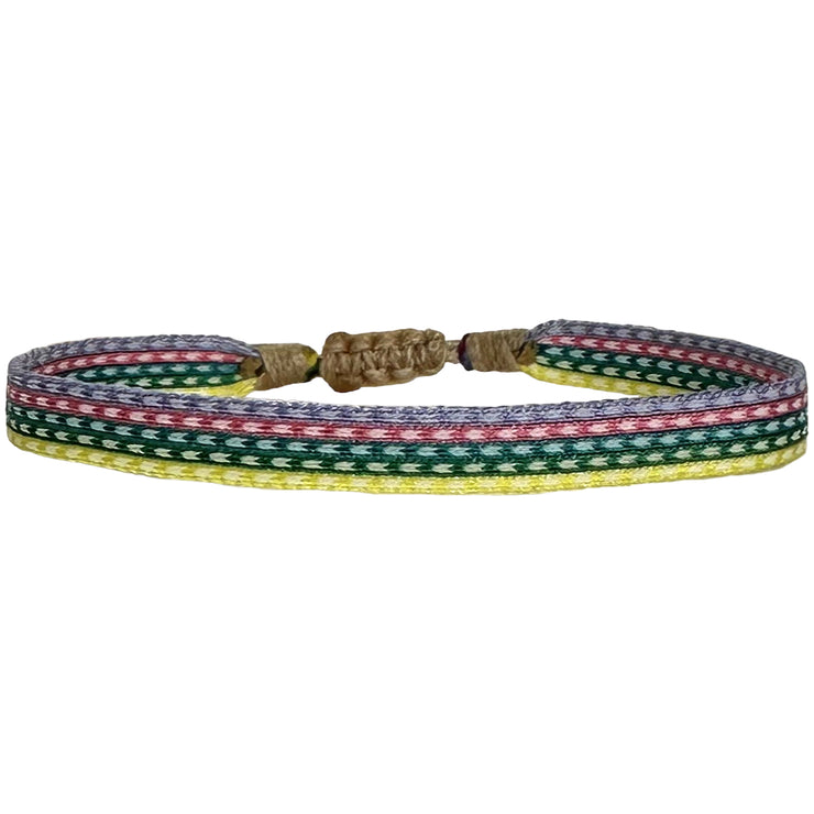 Pulsera Básica Infantil Hecha a Mano en Lila, Rosa, Verde y Amarillo Logrado