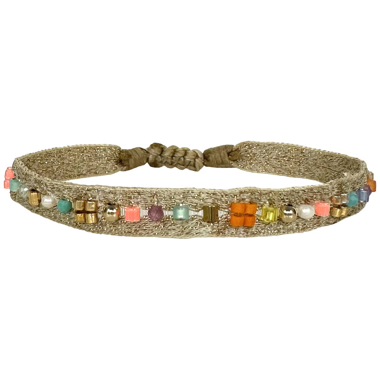 Pulsera Mixi Colorida y Dorada Hecha a Mano