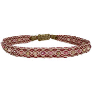 Pulsera Mixi Hecha a Mano en Tonos Metálicos Rosados con Piedras Semipreciosas Entrelazadas