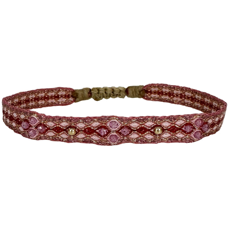 Pulsera Rombo Hecha a Mano en Tonos Rosa y Dorado
