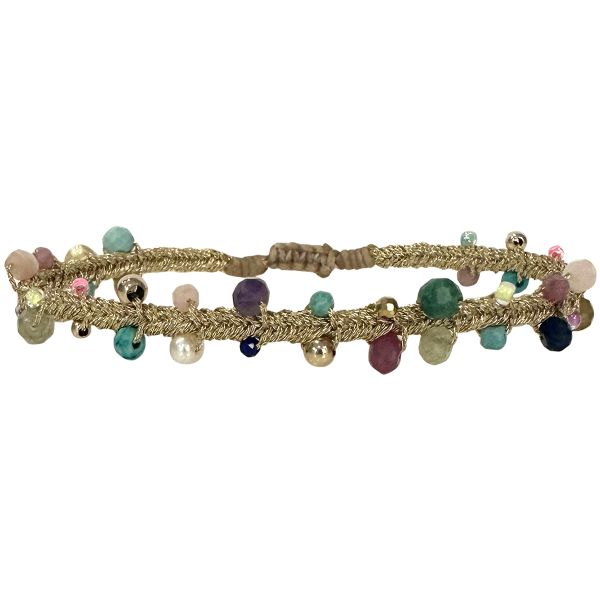 Pulsera Natura Hecha a Mano En Tonos Dorados y Coloridos