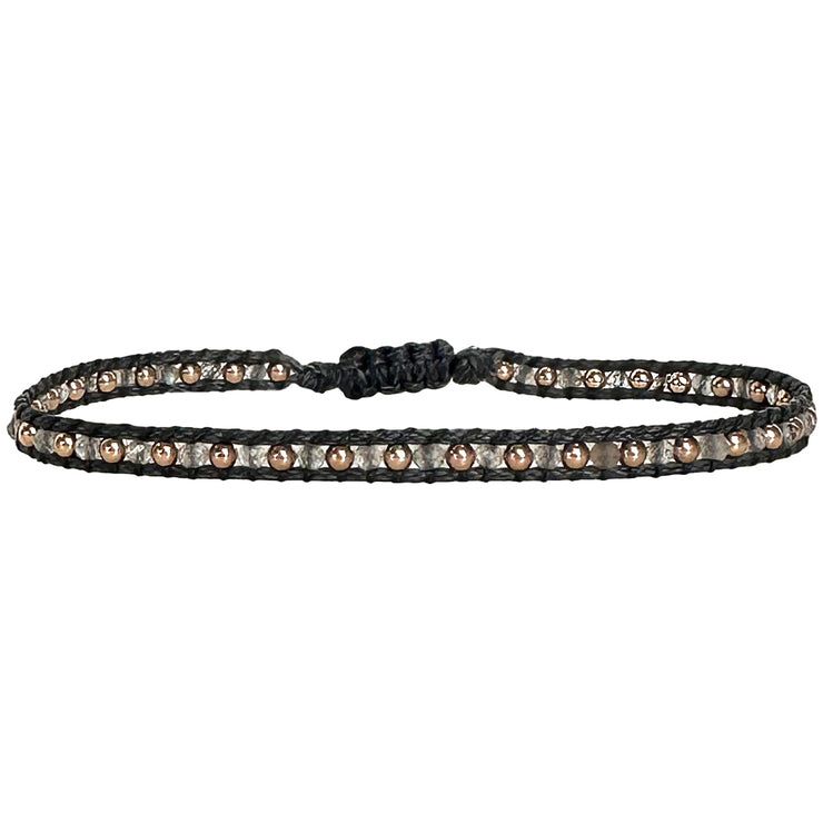 Pulsera Nila Hecha a Mano en Tonos Grises y Oro Rosa
