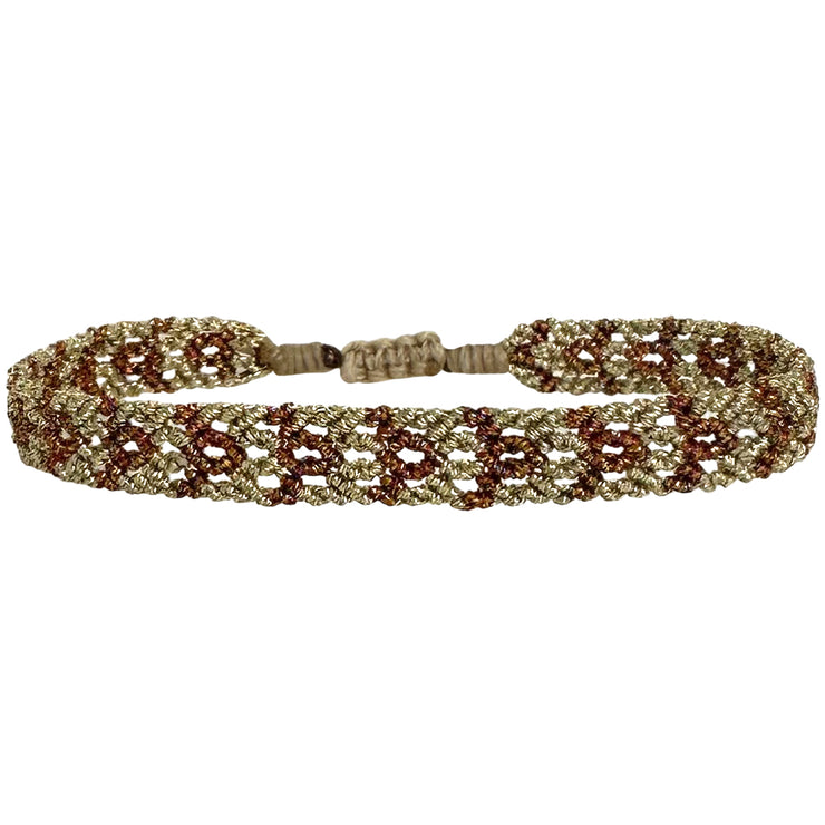Pulsera hecha a mano con fénix dorado y terracota