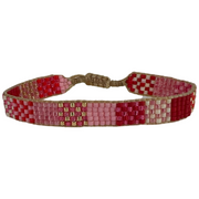 Pulsera Miyuki Hecha a Mano En Colores Rojos, Rosados Y Dorado