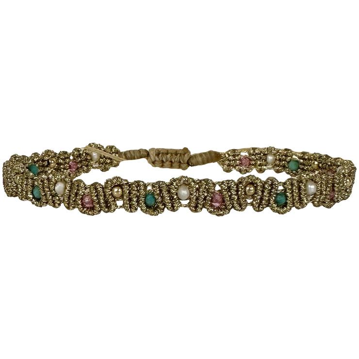 Pulsera Zahara Hecha a Mano Con Detalles De Piedras Semi-Preciosas y Oro