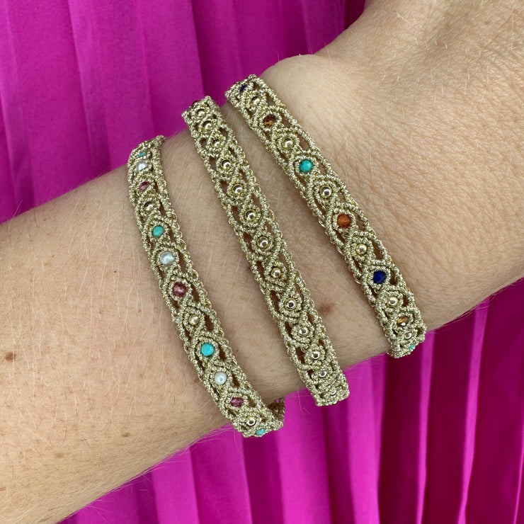 Pulsera Roma Hecha a Mano Con Detalles De Piedras Semi-Preciosas