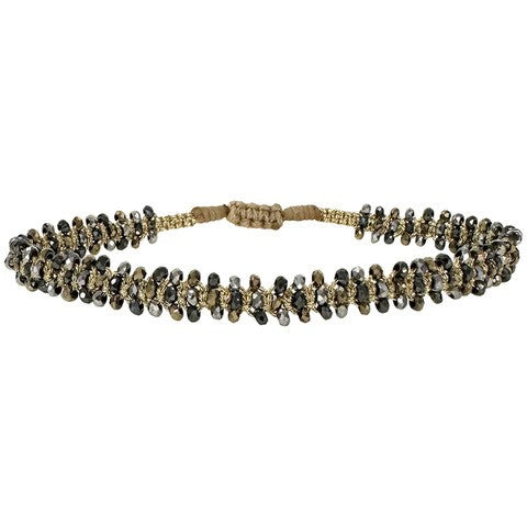 Pulsera Glimmer Hecha a Mano en Tonos Grises y Dorados