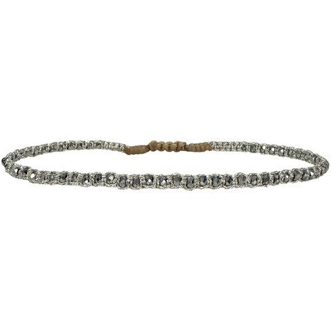 Pulsera Hecha a Mano con Estrellas y Hematitas en Tonos Plateados