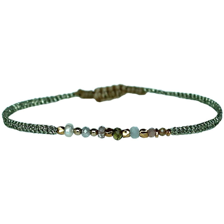 Pulsera Gypsy Hecha a Mano Con Piedras Semi Preciosas y Oro En Tonos Verdes