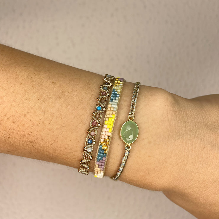 Pulsera Hecha a Mano Con Piedra de Prehnita