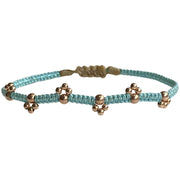 Pulsera Bloom en Tonos Azules Con Flores En Oro Rosado