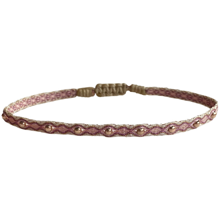 Pulsera Hecha a Mano en Tonos Rosados Con Detalles En Oro Rosado